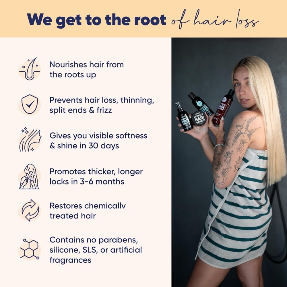 شامبو وبلسم مويري لزيادة حجم الشعر ضد تساقط الشعر – منتجات تكثيف مع مكونات من أصل طبيعي – أكثر من 100 مكون نشط لشعر كثيف وطويل وجميل، 2 × 8.45 أونصة سائلة - الصورة 2