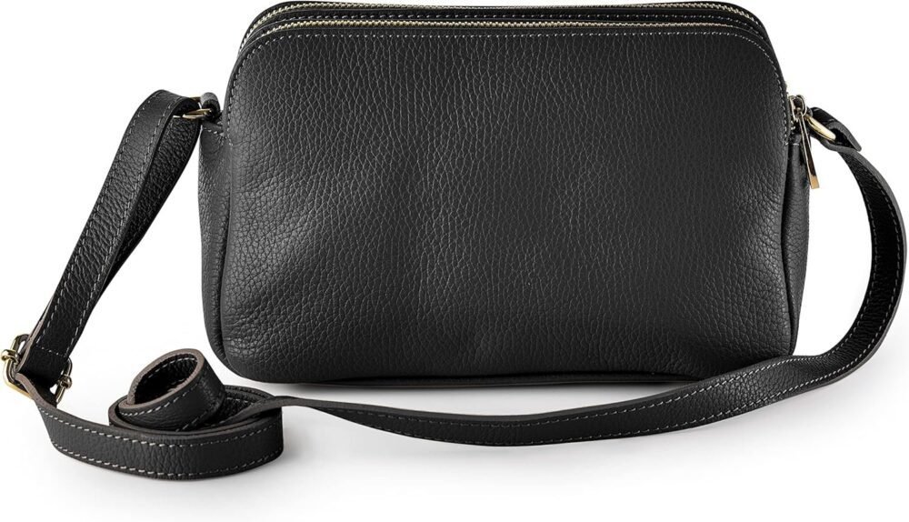 حقيبة "بارونسيللي" كروس بودي مصنوعة في إيطاليا من جلد إيطالي ناعم مع شرائط طويلة - الصورة 4