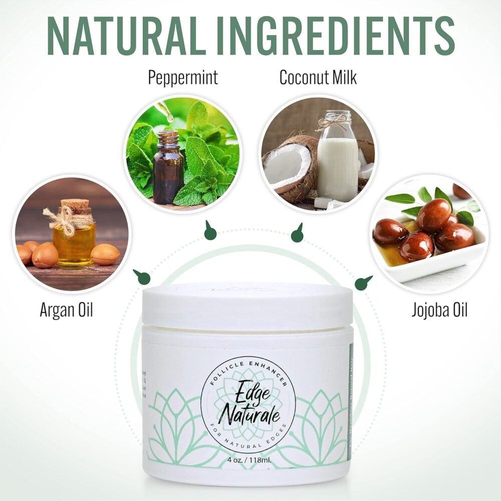 Edge Naturale - مكمل تعزيز نمو الشعر للأطراف - يعالج وينمّي حواف الشعر لجميع أنواع الشعر (4 أوقية) - صنع في الولايات المتحدة - الصورة 4