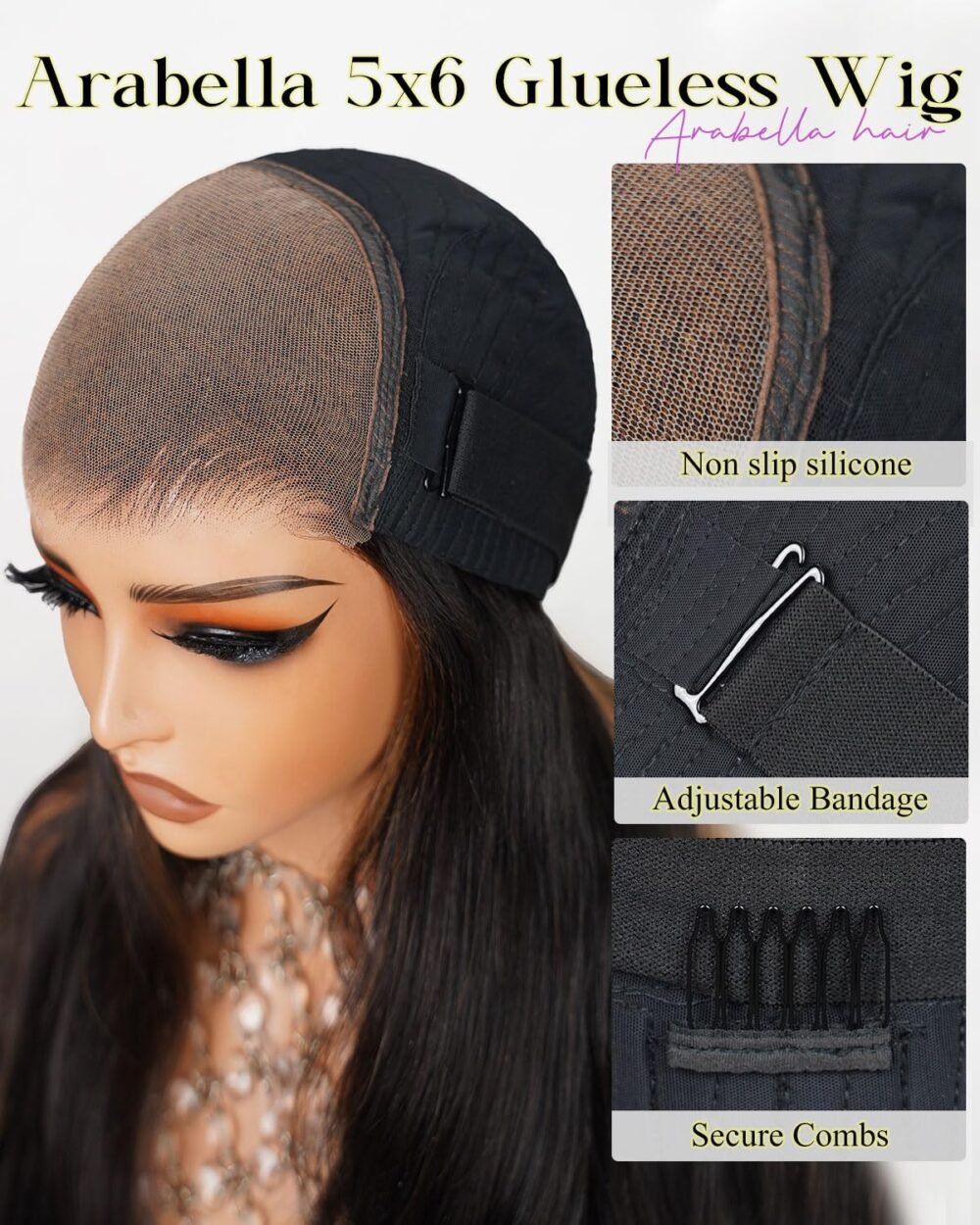 شعر مستعار 5x6 جاهز للاستخدام بدون لاصق – شعر بشري 1B/30 هايلايت، كثافة 210% مع دانتيل جاهز، تجعيد الجسم 24 إنش – شعر مستعار بشري للنساء - الصورة 6