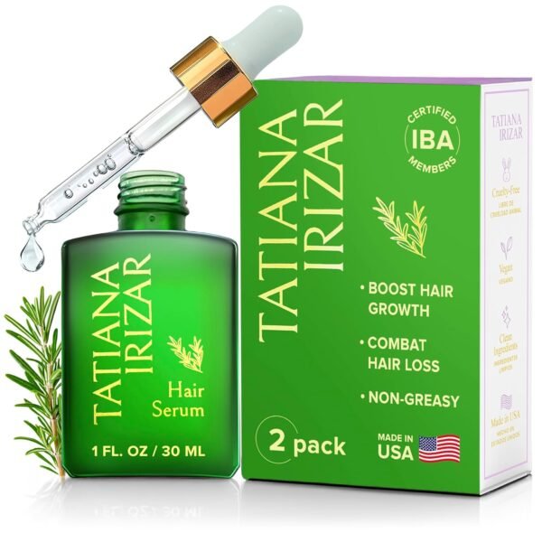 سيروم نمو الشعر للنساء - 2 عبوة من سيروم فروة الرأس لنمو الشعر، خالي من الدهون، بزيت إكليل الجبل والأملا، للعناية بالشعر، نباتي، 1 أونصة لكل عبوة، علاج لتساقط الشعر للنساء