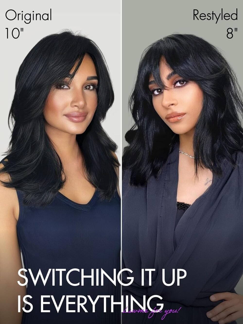 ⁦باروكة شعر بشري بوب بطول 14 بوصة مع قص طبقات، تم تصفيفها مسبقاً، غلق HD لاصق بدون غراء، مع غرة جانبية⁩ - الصورة ⁦4⁩