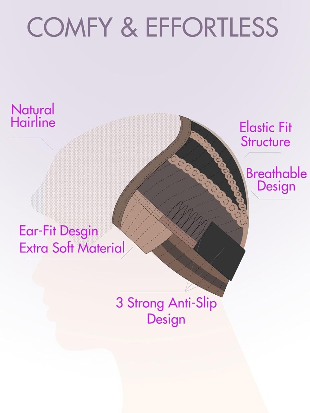 ⁦باروكة جليوليس بشعر بشري 12 بوصة مع تسريحة لوس بودي ويڤ 7x6، مسبقة القطع ومصفوفة مسبقًا، شعر بشري طويل باللون الأسود الطبيعي⁩ - الصورة ⁦6⁩