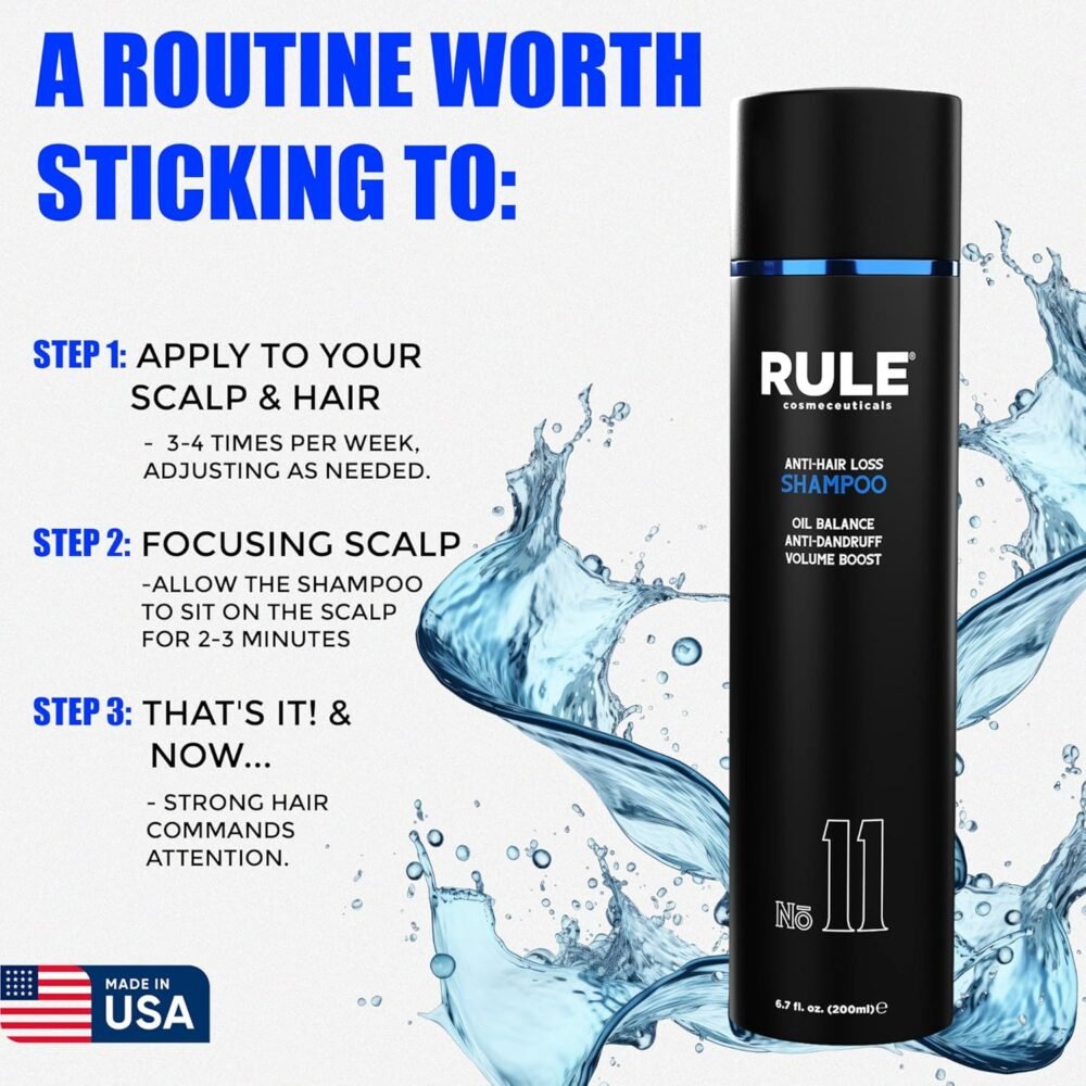 شامبو RULE المضاد لتساقط الشعر والمضاد للقشرة للرجال والنساء - شامبو عشبي لحجب DHT وعلاج فروة الرأس الجافة للشعر الرقيق، إعادة نمو الشعر، فروة الرأس الحكة، وتكثيف الشعر - 6.7 أونصة سائلة - الصورة 6