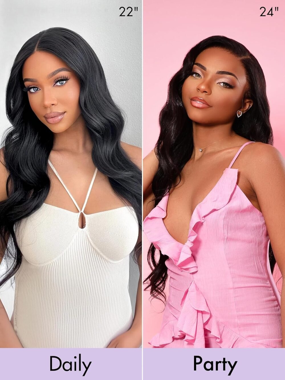 ⁦LUVME HAIR باروكة شعر طبيعي 16 بوصة بتموجات فضفاضة، برباط أمامي 13x4، جاهزة للاستخدام بدون غراء، مشذبة مسبقًا لشعر طويل أسود بموجات جذابة وكثافة 180% لإطلالة ساحرة.⁩ - الصورة ⁦6⁩