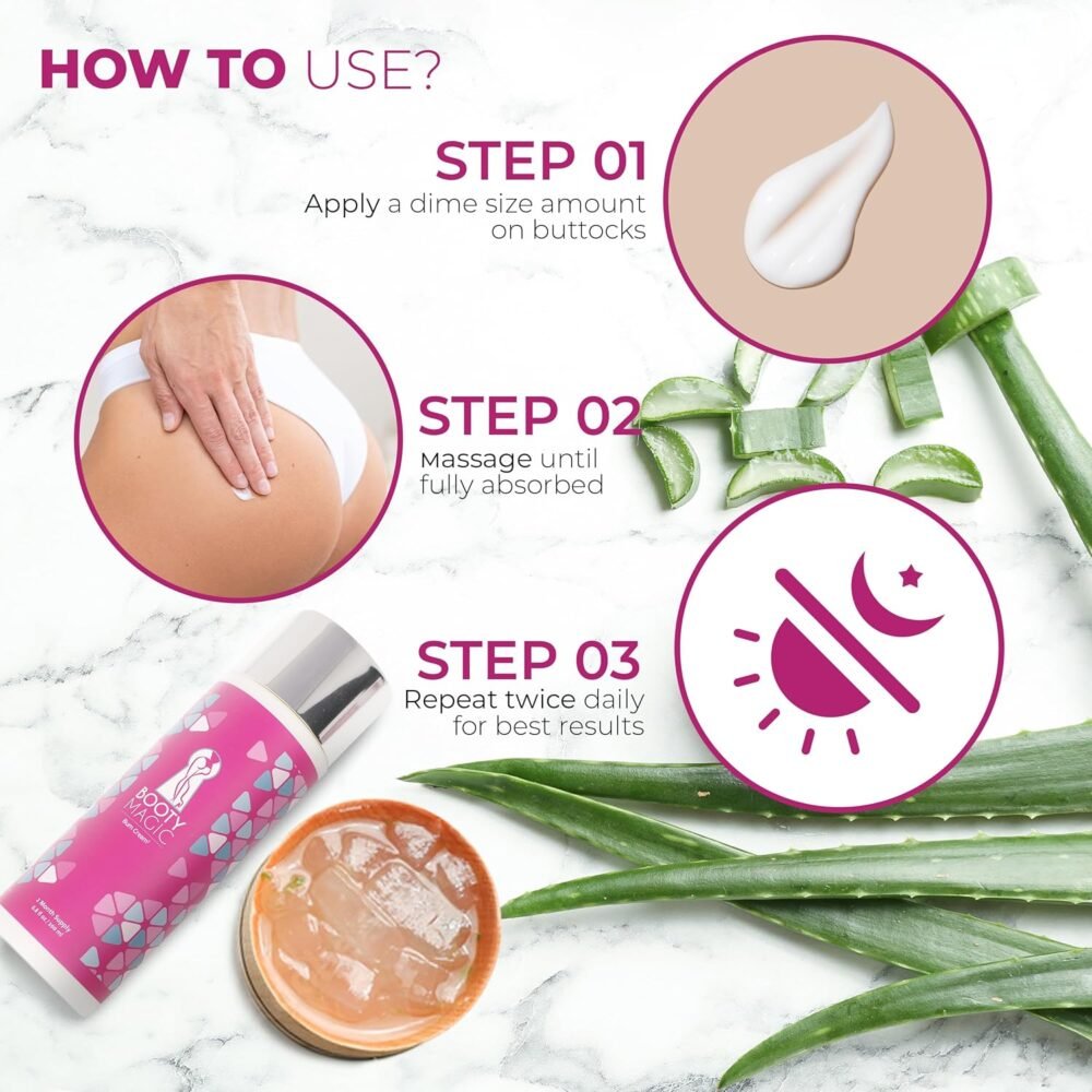 كريم تكبير الأرداف | كريم بحجم 6.8 أونصات يحتوي على مستخلص جذور الماكا، بويراريا ميريفيكا، وألوفيرا لتعزيز الحجم، الامتلاء والنعومة - الصورة 5