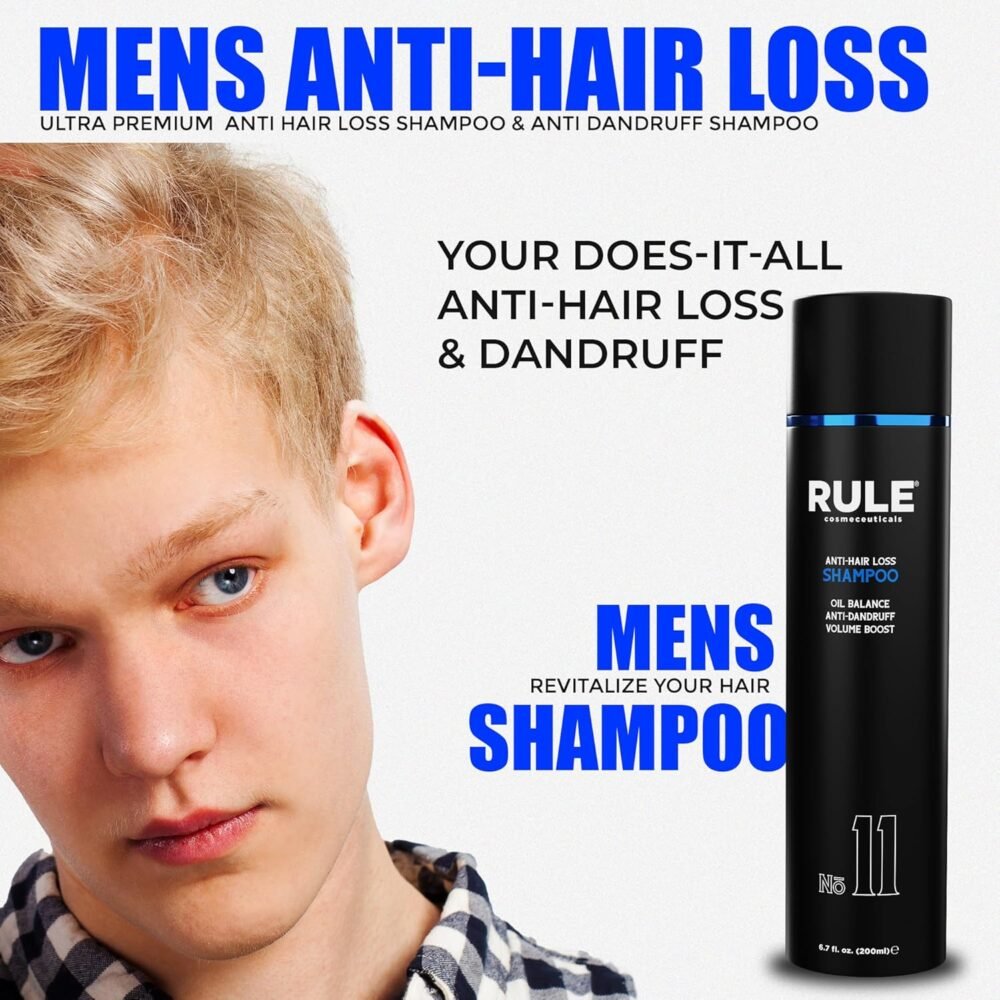 شامبو RULE المضاد لتساقط الشعر والمضاد للقشرة للرجال والنساء - شامبو عشبي لحجب DHT وعلاج فروة الرأس الجافة للشعر الرقيق، إعادة نمو الشعر، فروة الرأس الحكة، وتكثيف الشعر - 6.7 أونصة سائلة - الصورة 3