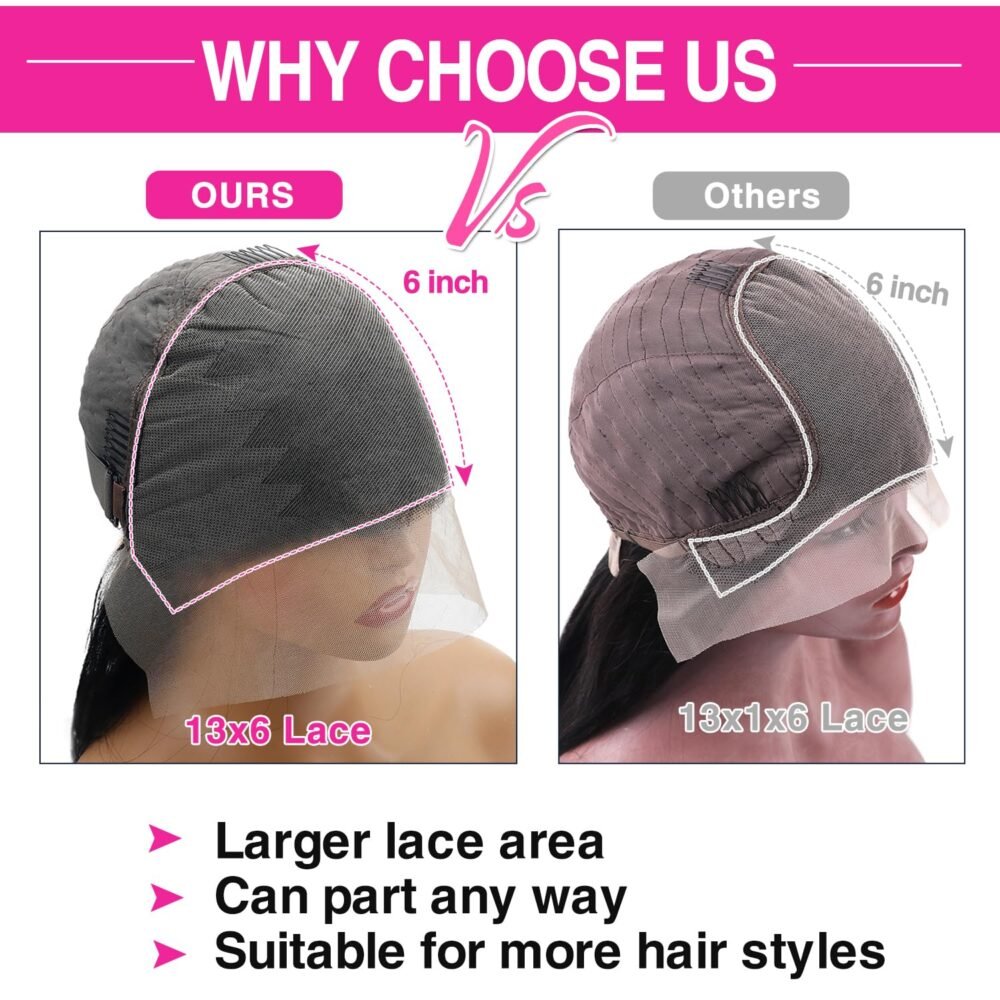 ⁦باروكة شعر طبيعي 30 إنش - 13x6 لاسي فرونتال بكثافة 250%، لون #1 جت بلاك، غلويليس مع شريط شفاف وشعر مع البيبي هير للنساء⁩ - الصورة ⁦2⁩