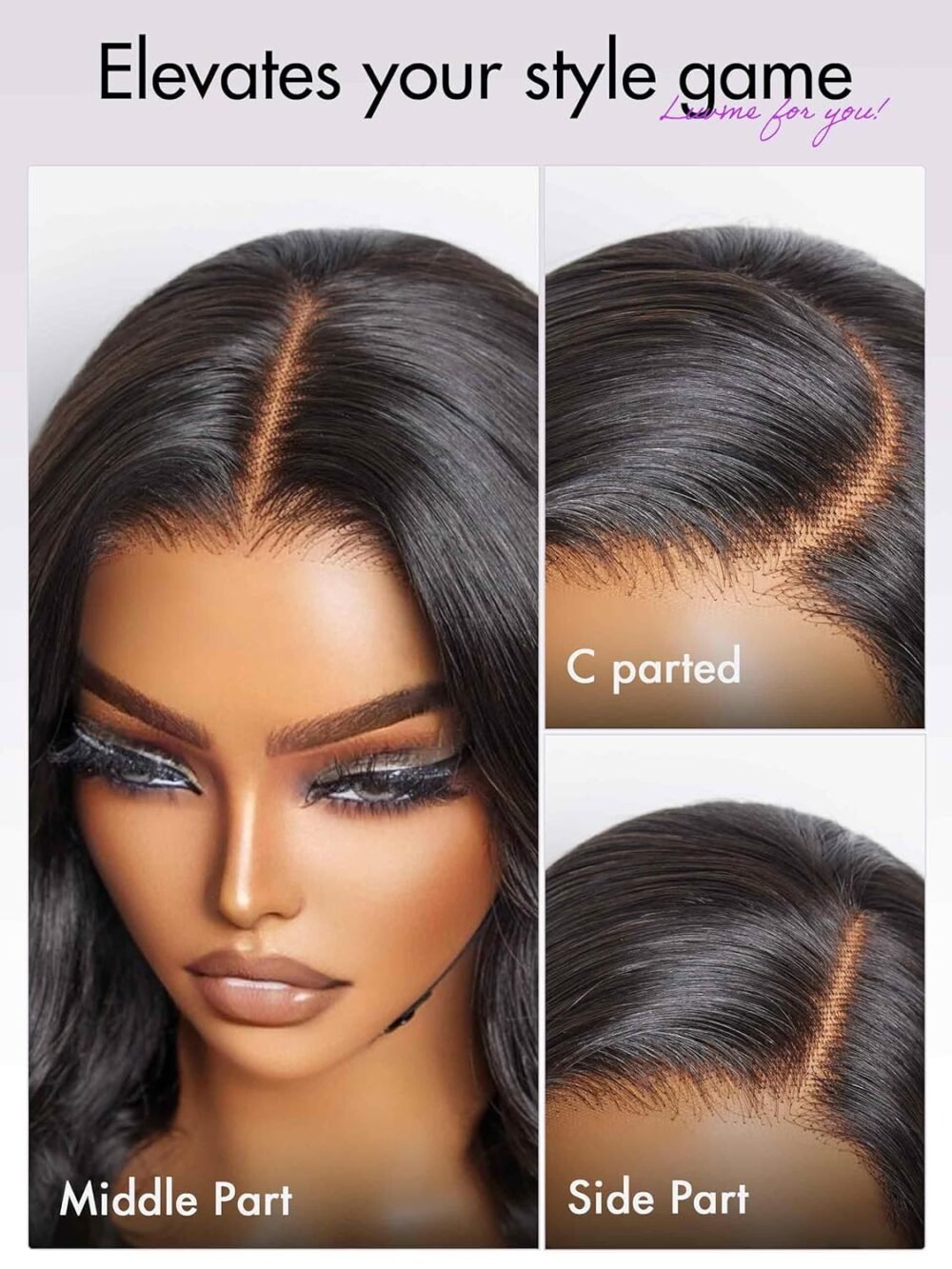 ⁦باروكة شعر بشري LUVME 5x5 تموجات جسم فضفاضة، بدون غراء، رباط أمامي مشذّب مسبقًا، باروكة شعر أسود طويل للنساء (22 بوصة)⁩ - الصورة ⁦6⁩