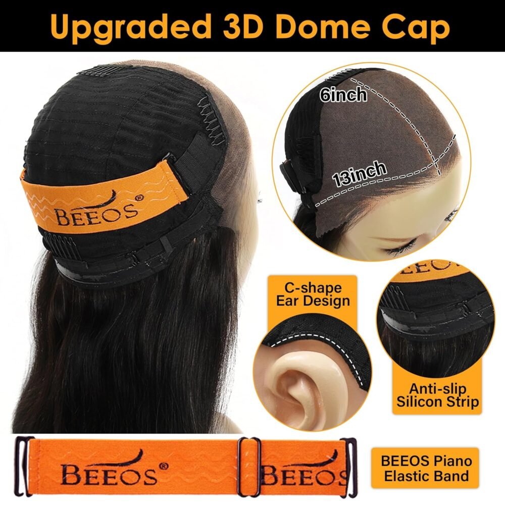 باروكة دانتيل أمامي 13x6 من شعر طبيعي 18 بوصة، موجة الجسم، كثافة 250% - الصورة 5