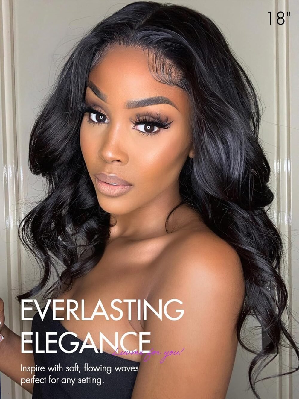 باروكة شعر بشري LUVME، 18 بوصة، 5x5 HD رباط إغلاق، بدون غراء، شعر بشري 180% كثافة، تموجات فضفاضة، مشذبة مسبقًا، جاهزة للارتداء - الصورة 2