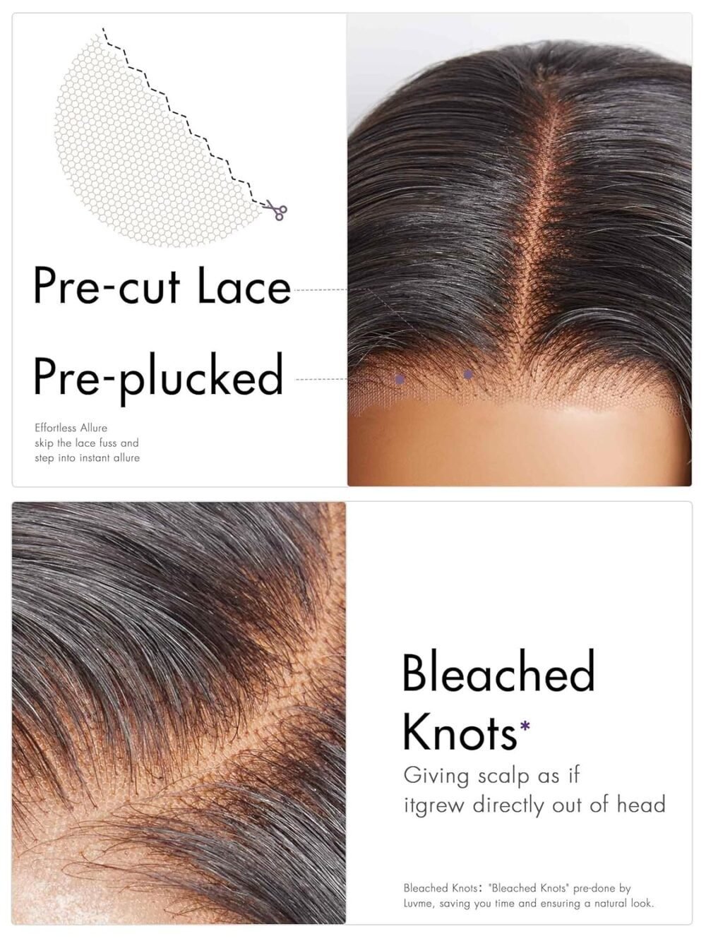 ⁦باروكة شعر بشري LUVME 5x5 تموجات جسم فضفاضة، بدون غراء، رباط أمامي مشذّب مسبقًا، باروكة شعر أسود طويل للنساء (22 بوصة)⁩ - الصورة ⁦3⁩