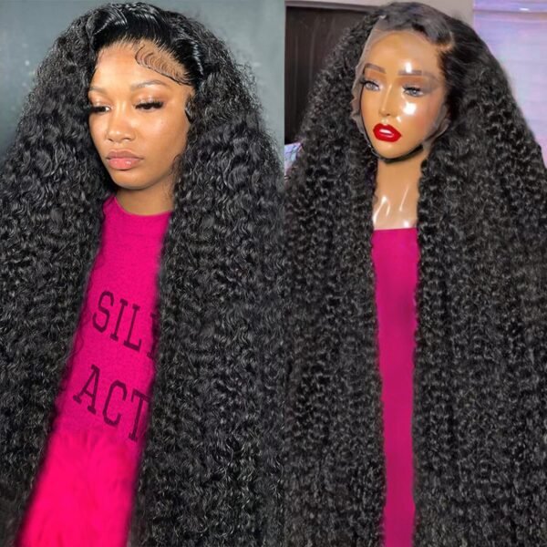 باروكة شعر بشري 32 بوصة، 13x6، كثافة 200%، باروكة شعر بشري متموج عميق مع lace frontal، شعر بشري طبيعي، بويف مبلل، جاهزة للاستخدام، بدون غراء