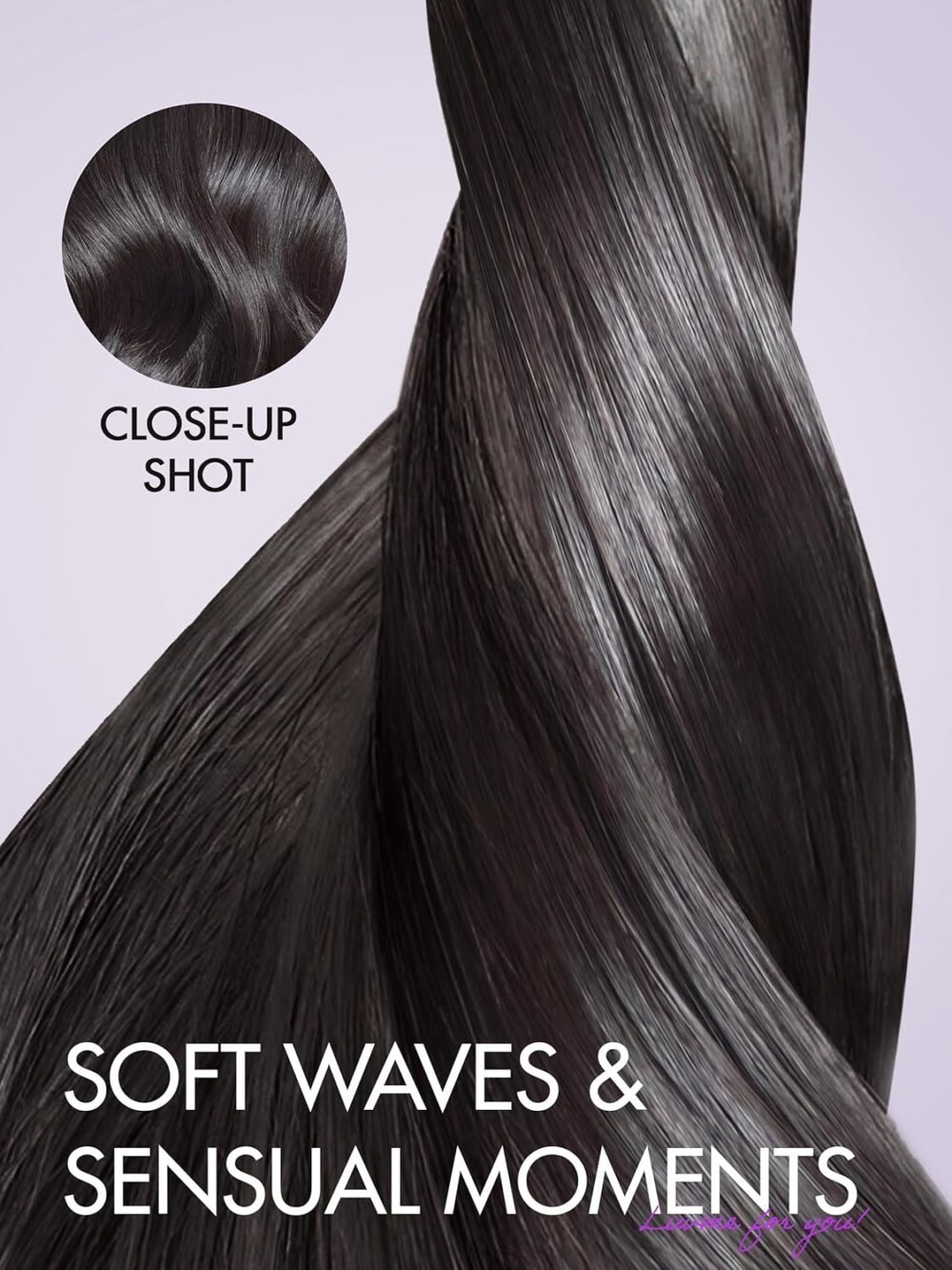 باروكة LUVME HAIR 14 بوصة تموجات لوسي واسعة - رباط أمامي، شعر بشري، تقسيم وسط، أسود طبيعي - الصورة 5