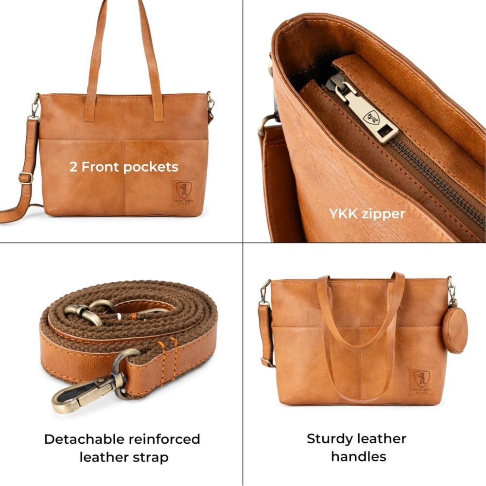 حقيبة يد جلدية فاخرة "برلينر باغز جوليا" - لون بني - الصورة 4