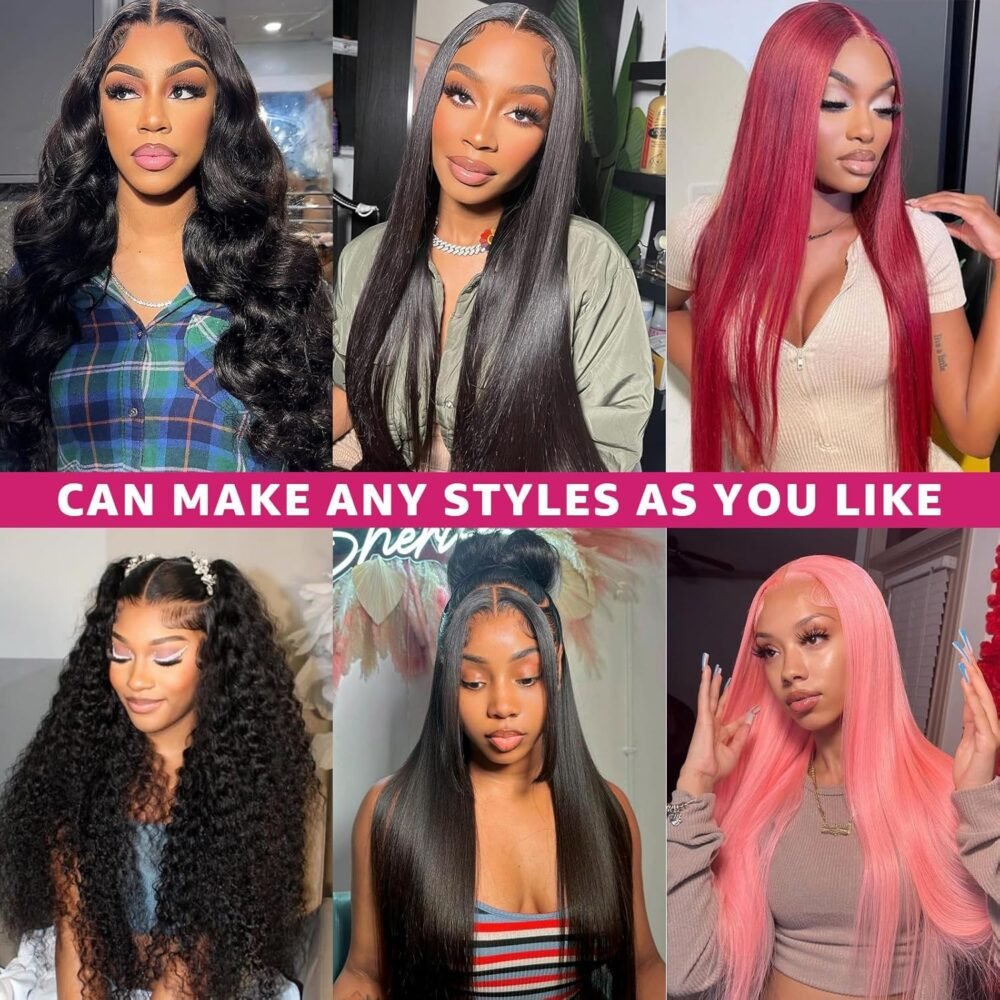 باروكة شعر بشري 34 بوصة مع غلق 5x5 لاصق HD، بدون غراء، مباشرة، تم تصفيفها مسبقاً، كثافة 180% للنساء - الصورة 6