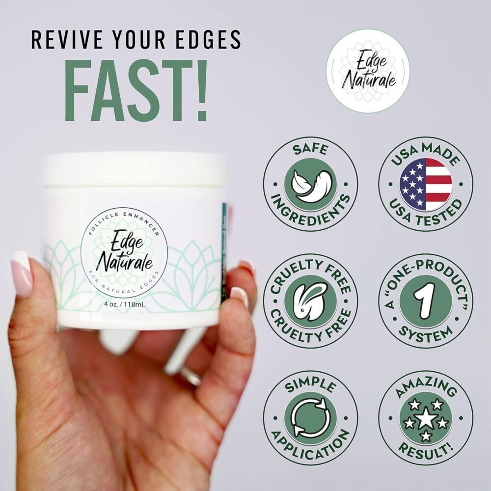 Edge Naturale - مكمل تعزيز نمو الشعر للأطراف - يعالج وينمّي حواف الشعر لجميع أنواع الشعر (4 أوقية) - صنع في الولايات المتحدة - الصورة 2