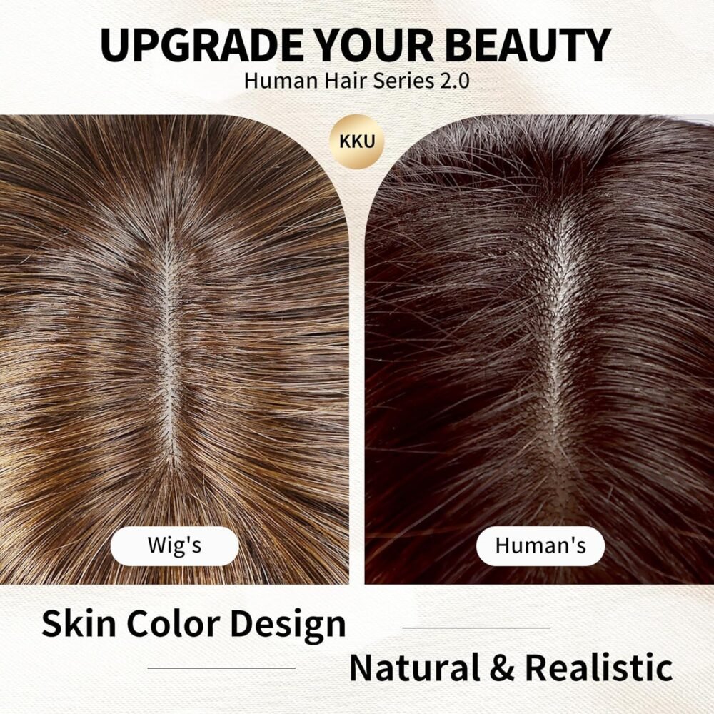 ويغ شعر بشري 12 إنش أومبري أش بلوند مع غرة للنساء - شعر ريمي طبيعي، ويغ بشري بألوان متدرجة - الصورة 4