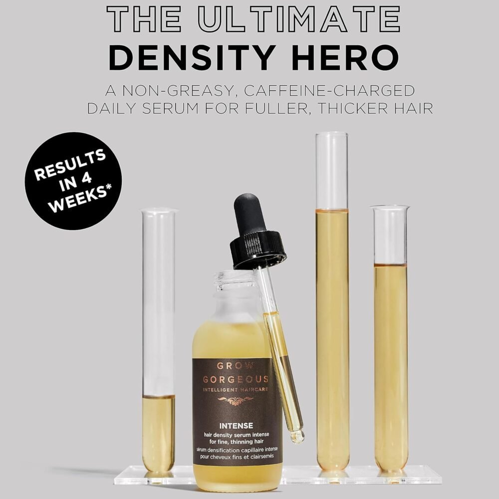 سيروم Grow Gorgeous Density Serum Intense للنمو الكثيف للشعر - سيروم نباتي مع كافيين وكلوفير الأحمر والببتيدات للشعر الرقيق وتساقط الشعر - سيروم نمو شعر خالي من القسوة - الصورة 3
