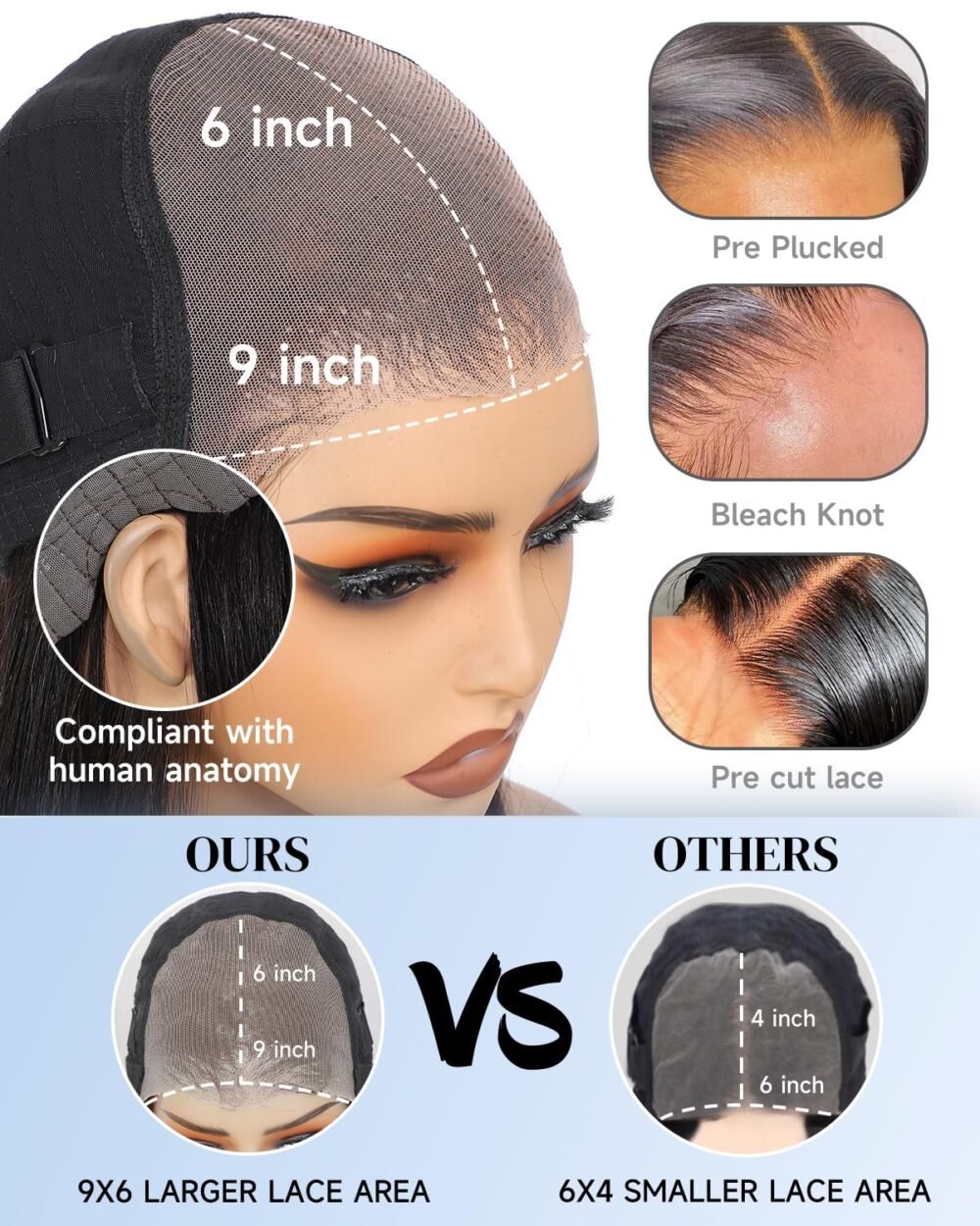 باروكة شعر بشري 24 بوصة، هايلايت أومبري 4/27، 9x6 رباط، بدون غراء، مشذبة مسبقًا، كثافة 200%، شعر مستقيم، رباط أمامي HD - الصورة 4