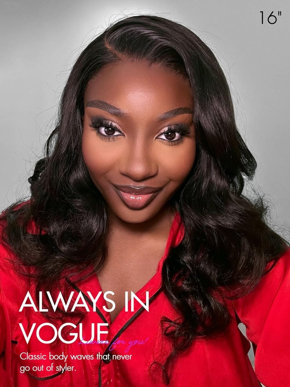 باروكة لوفمي 13x6 لايس فرونت، شعر بشري، 16 إنش، بدون غراء، تم تمشيطها مسبقًا، تم قصها مسبقًا، لون أسود طبيعي، تموجات جسم، باروكة لايس فرونت بشعر بشري - الصورة 2