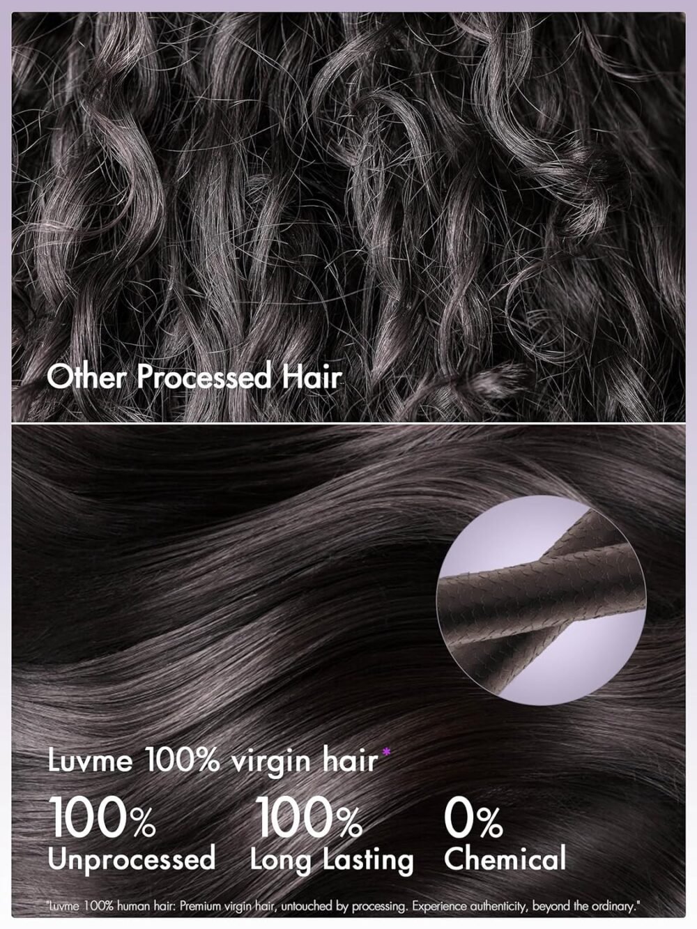 باروكة LUVME HAIR 14 بوصة تموجات لوسي واسعة - رباط أمامي، شعر بشري، تقسيم وسط، أسود طبيعي - الصورة 6