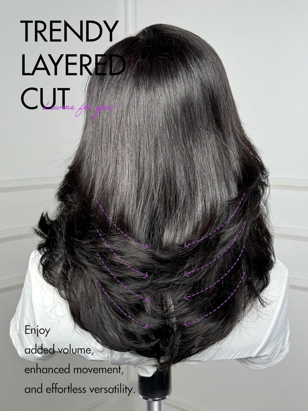 ⁦باروكة شعر بشري بوب بطول 14 بوصة مع قص طبقات، تم تصفيفها مسبقاً، غلق HD لاصق بدون غراء، مع غرة جانبية⁩ - الصورة ⁦6⁩