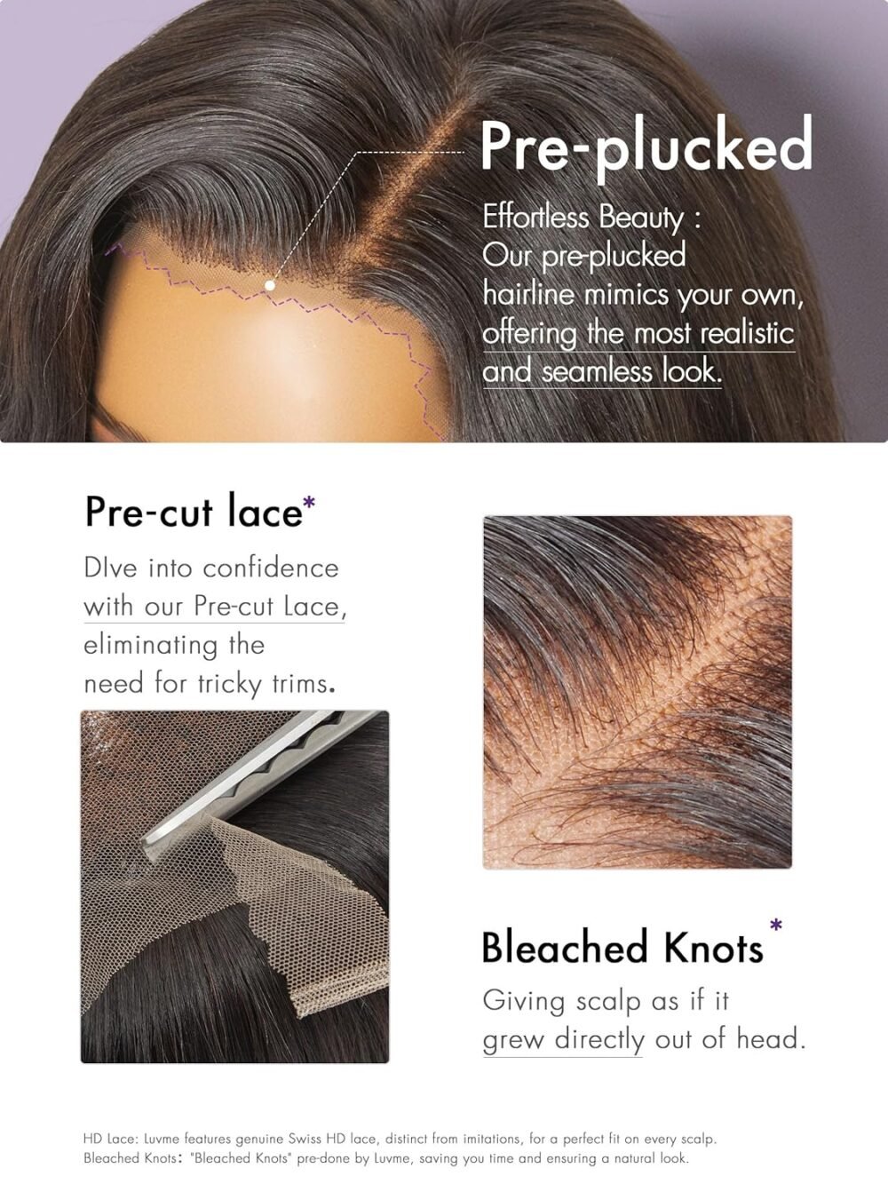 باروكة لوفمي 13x6 لايس فرونت، شعر بشري، 16 إنش، بدون غراء، تم تمشيطها مسبقًا، تم قصها مسبقًا، لون أسود طبيعي، تموجات جسم، باروكة لايس فرونت بشعر بشري - الصورة 3